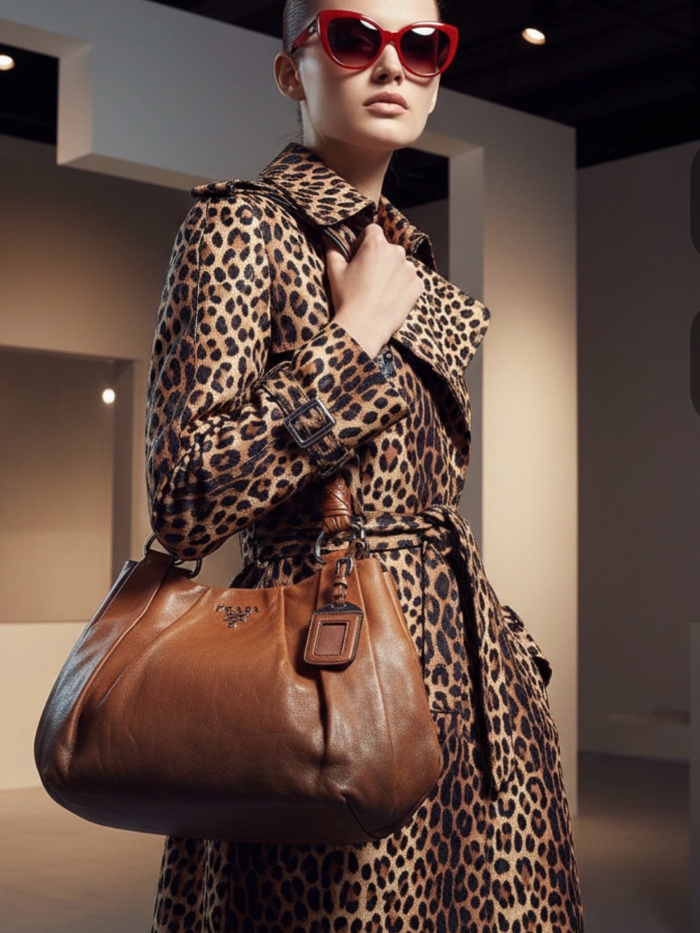Prada Vitello Sfumato Hobo Neutral Gradient MSRP $3995 AUTHENTIC